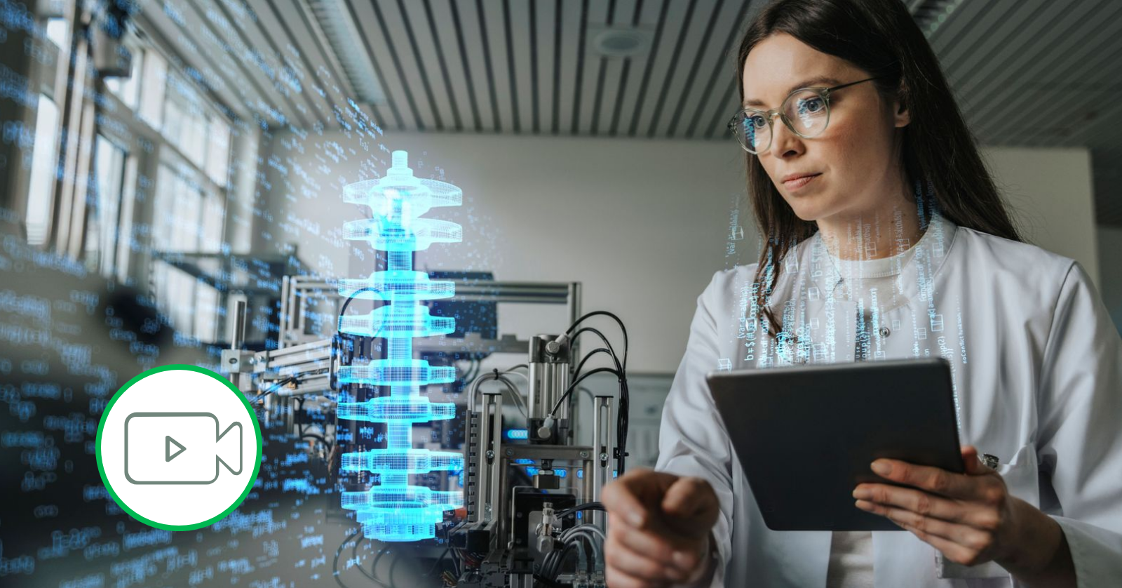 female engineer with digital abstract